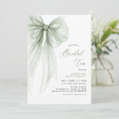 Modern Coquette Sage Green Bow Bridal Tea  招待状 (スタンド正面)
