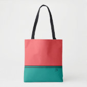 Modern Coral and Aquamarine Monogram トートバッグ (正面)