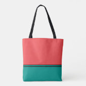 Modern Coral and Aquamarine Monogram トートバッグ (裏面)