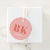 Modern Coral and Pink Bold Monogram Wedding フェイバータグ (インサイチュ)