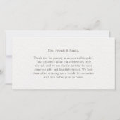 Modern Coral Floral Two Photo Wedding サンキューカード (裏面)