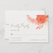 Modern Coral Floral  Wedding RSVP Card (正面)