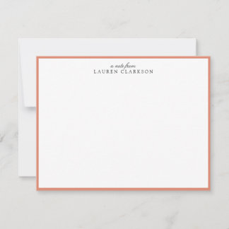 Modern Coral Frame Personalized Note Card 招待状