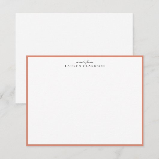 Modern Coral Frame Personalized Note Card 招待状 (正面/裏面)