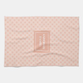 Modern Coral Kitchen Towel Personalized Plaid Gift キッチンタオル (横)