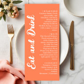 Modern Coral Orange Eat and Drink Wedding メニュー