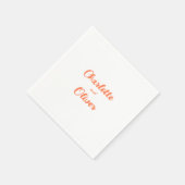 Modern Coral Orange Script Wedding  スタンダードカクテルナプキン (角)