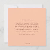 Modern Coral Peach Love and Thanks Wedding サンキューカード (裏面)