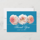Modern Coral Pink Dahlia Bridal Shower Thank You サンキューカード (正面)