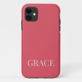 Modern Coral Pink Personalized Name Custom Case-Mate iPhoneケース (裏面)