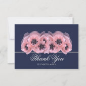 Modern Coral Pink Poppy Bridal Shower Thank You サンキューカード (正面)