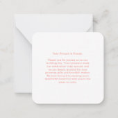 Modern Coral Pink Wedding Budget Thank You ノートカード (裏面)