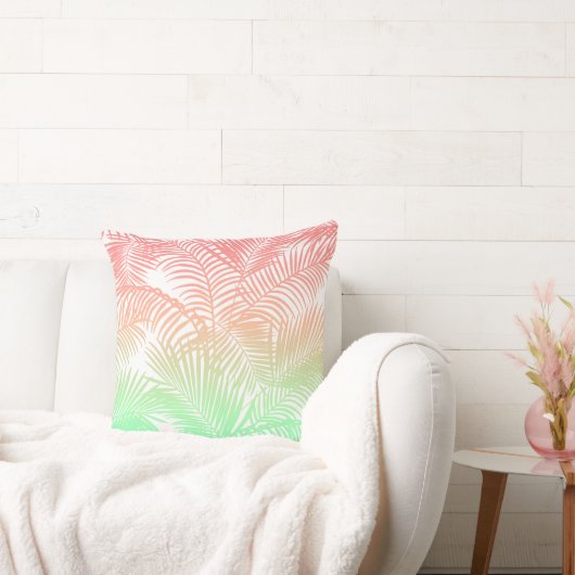 Modern coral turquoise tropical palm trees pattern クッション (ソファ)