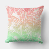 Modern coral turquoise tropical palm trees pattern クッション (正面)