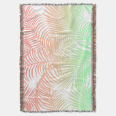 Modern coral turquoise tropical palm trees pattern スローブランケット (正面縦)