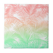 Modern coral turquoise tropical palm trees pattern タイル (正面)