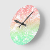 Modern coral turquoise tropical palm trees pattern ラウンド壁時計 (傾斜)