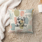 Modern Corgi Portrait – Abstract Pastel Brushstrok クッション (ブランケット)