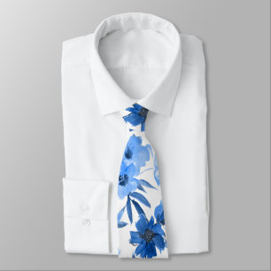 Modern Cornflower Blue Trendy Floral ネクタイ