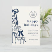 Modern Corporate Blue Christmas Holiday Card 招待状 (スタンド正面)