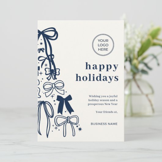 Modern Corporate Blue Christmas Holiday Card 招待状 (スタンド正面)