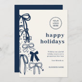 Modern Corporate Blue Christmas Holiday Card 招待状 (正面/裏面)