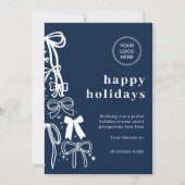 Modern Corporate Blue Christmas Holiday Card 招待状 (正面)