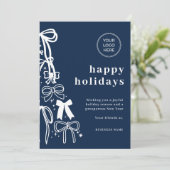 Modern Corporate Blue Christmas Holiday Card 招待状 (スタンド正面)