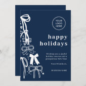 Modern Corporate Blue Christmas Holiday Card 招待状 (正面/裏面)