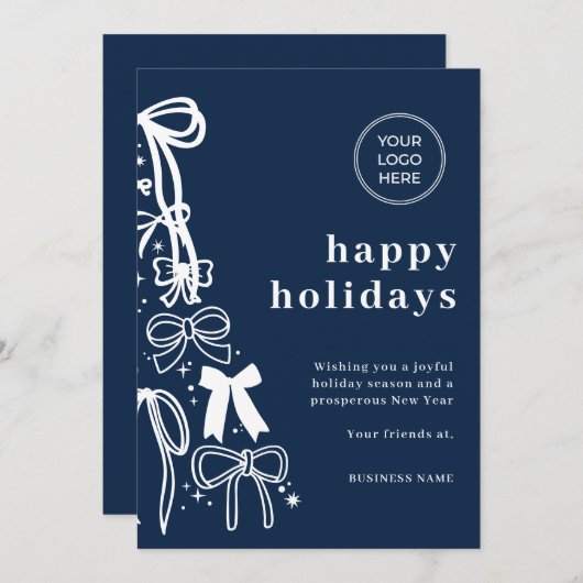 Modern Corporate Blue Christmas Holiday Card 招待状 (正面/裏面)