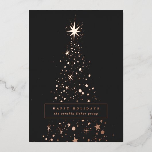 Modern Corporate Christmas Tree 箔シーズンカード (正面)