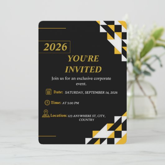 Modern Corporate Event Invitation Editable  招待状 (スタンド正面)