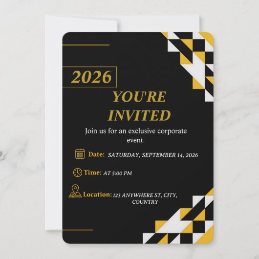 Modern Corporate Event Invitation Editable  招待状 (正面)