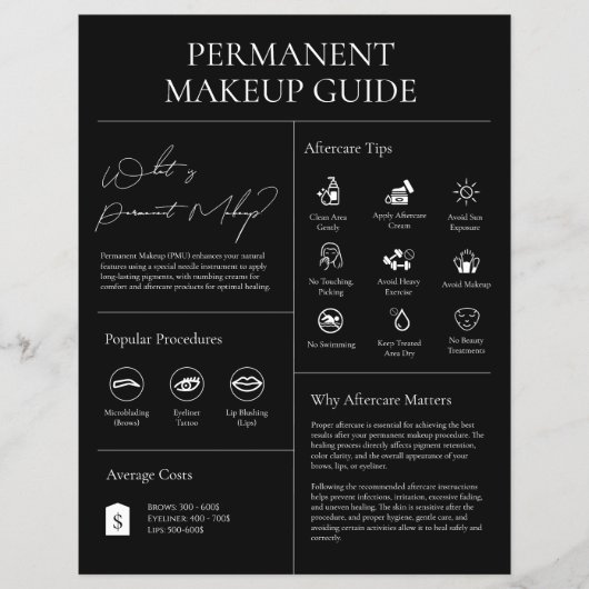 Modern Cosmetic Permanent Makeup Aftercare Guide チラシ (正面)
