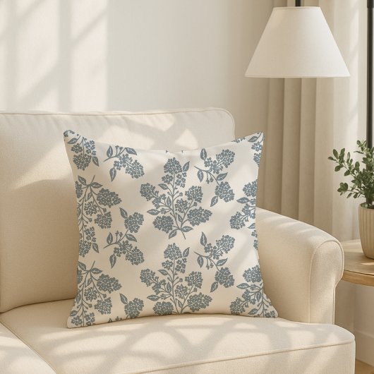 Modern Cottage style, floral Throw Pillow クッション