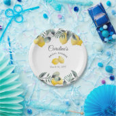 Modern Country Lemons Boho Greenery Bridal Shower ペーパープレート (パーティー)