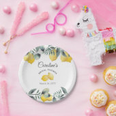 Modern Country Lemons Boho Greenery Bridal Shower ペーパープレート (パーティー)