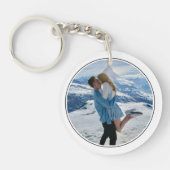 Modern Couple Engagement Photo First Christmas キーホルダー (正面)
