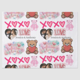 Modern Couple Name and Photo Valentines Day  薄葉紙