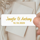 Modern Couple Names & Date Wedding - Gold ラベル
