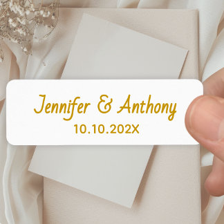 Modern Couple Names & Date Wedding - Gold ラベル