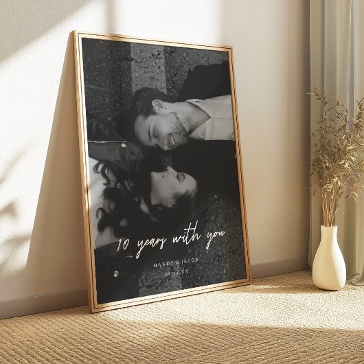 Modern Couple Photo 10-Year Wedding Anniversary ポスター