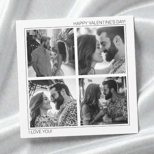 Modern Couple Photo Collage Happy Valentine's Day シーズンカード