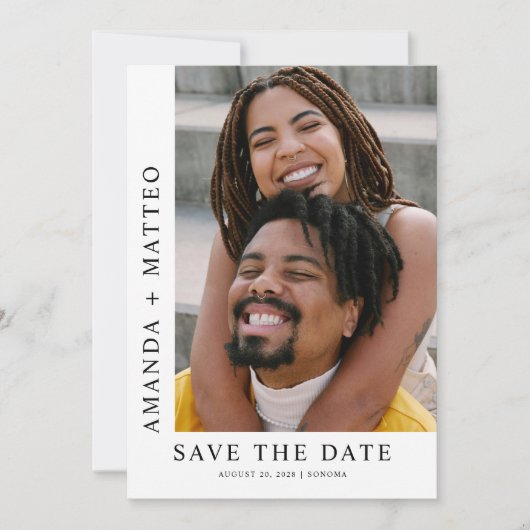 Modern Couple Photo Save the date 招待状 (正面)