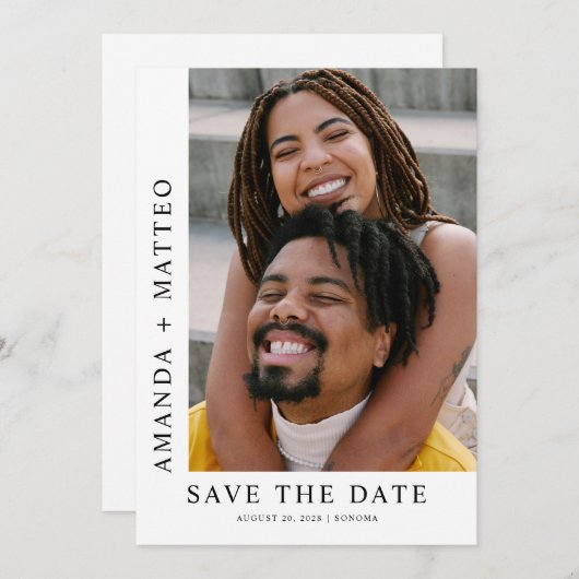 Modern Couple Photo Save the date 招待状 (正面/裏面)