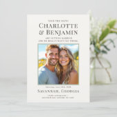 Modern Couple Photo Save The Date Card (スタンド正面)