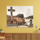 Modern Cowboy Biker checking his GPS. キャンバスプリント (インサイチュ (リビング))