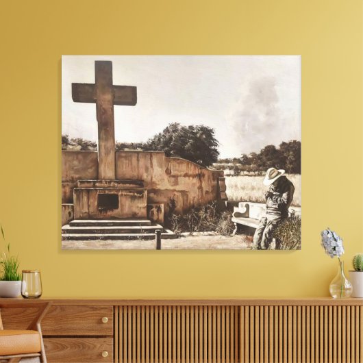 Modern Cowboy Biker checking his GPS. キャンバスプリント (インサイチュ (リビング))