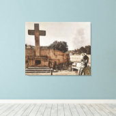 Modern Cowboy Biker checking his GPS. キャンバスプリント (インサイチュ (ウッドフロア))