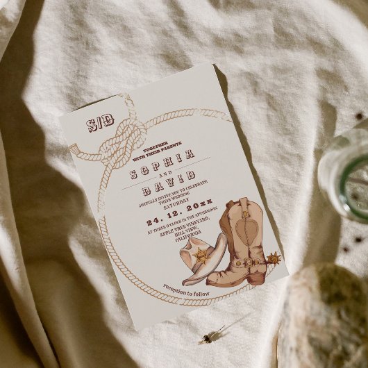 Modern Cowboy Western Wedding  招待状